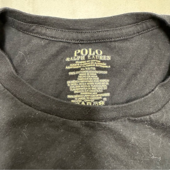 Polo Ralph Lauren Shirt Adult XL Black Red Pony Logo Bottom Crewneck Mens - Picture 3 of 6